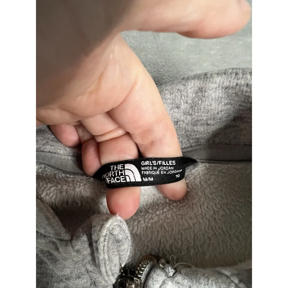 The North Face Girls Jacket Medium (10) Gray Full Zip Cropped Fleece